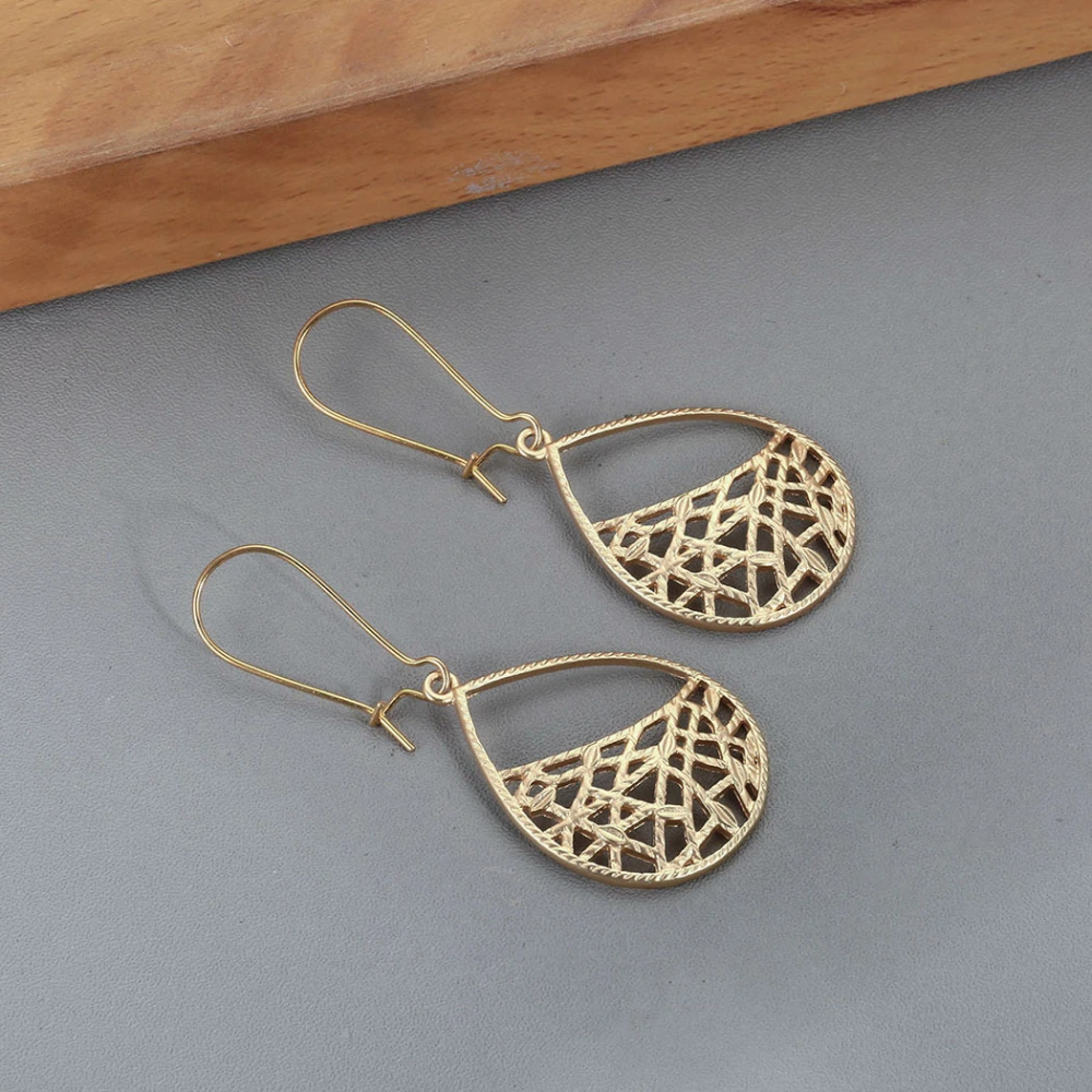 Accessories Retro Oval Alloy Hollow Water Drops Geometric Earrings