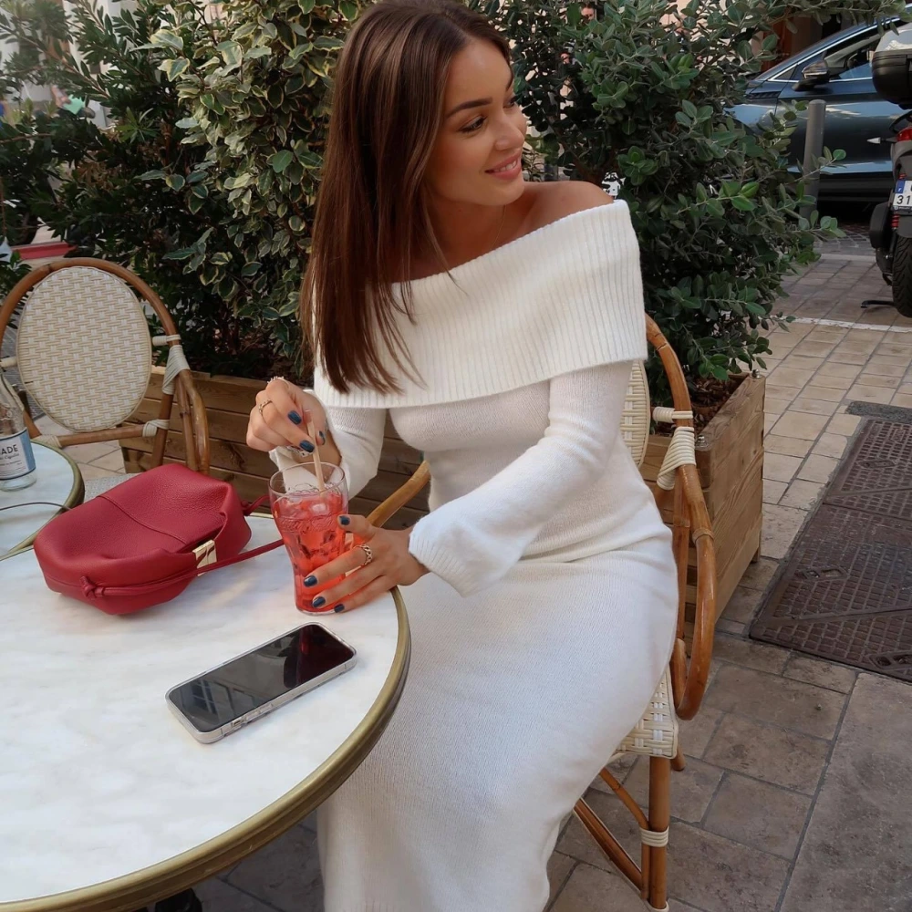 Women's Off-shoulder Knitted Dress