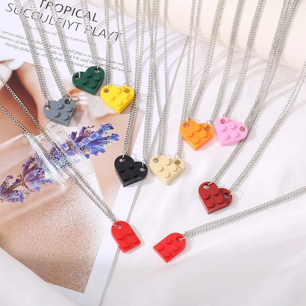 Creative Heart-shaped Necklace Can Be Spliced And Disassembled Interesting Building Blocks Couple