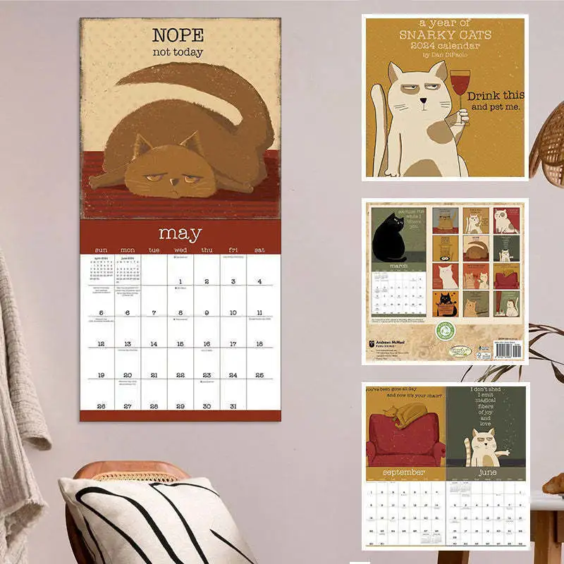 A Year Of Snarky Cats 2024 Wall Calendar