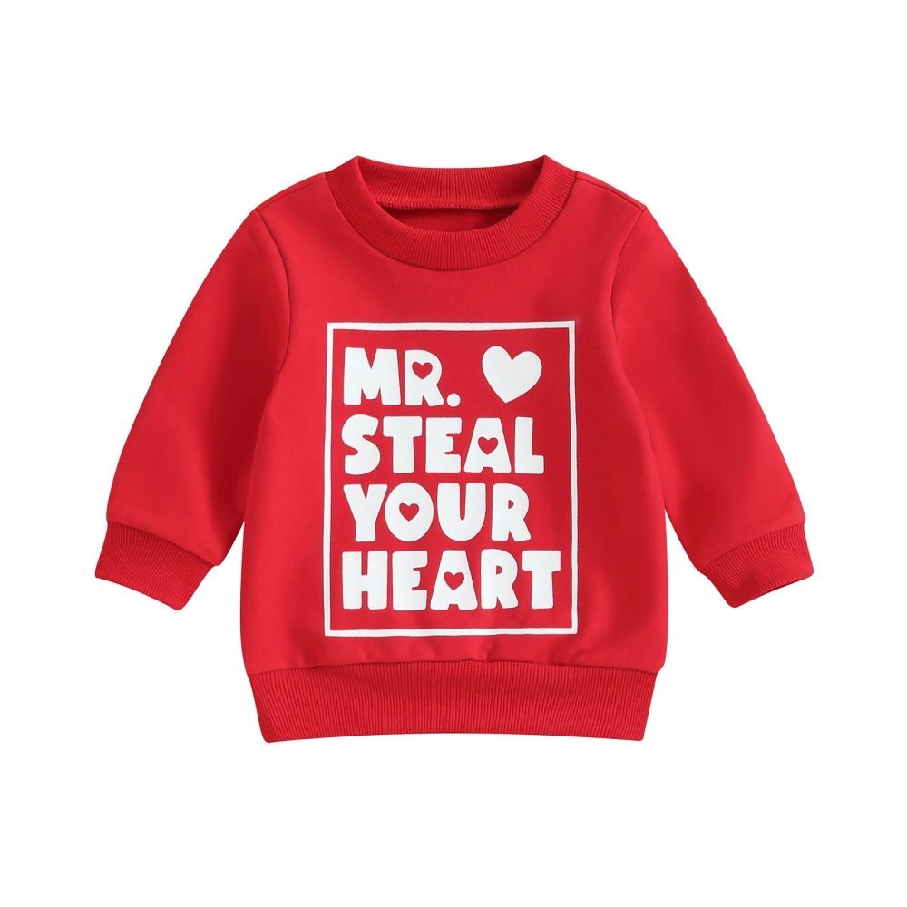 Toddler Valentine’s Day Sweatshirts Heart Letter Print Pullover Tops 