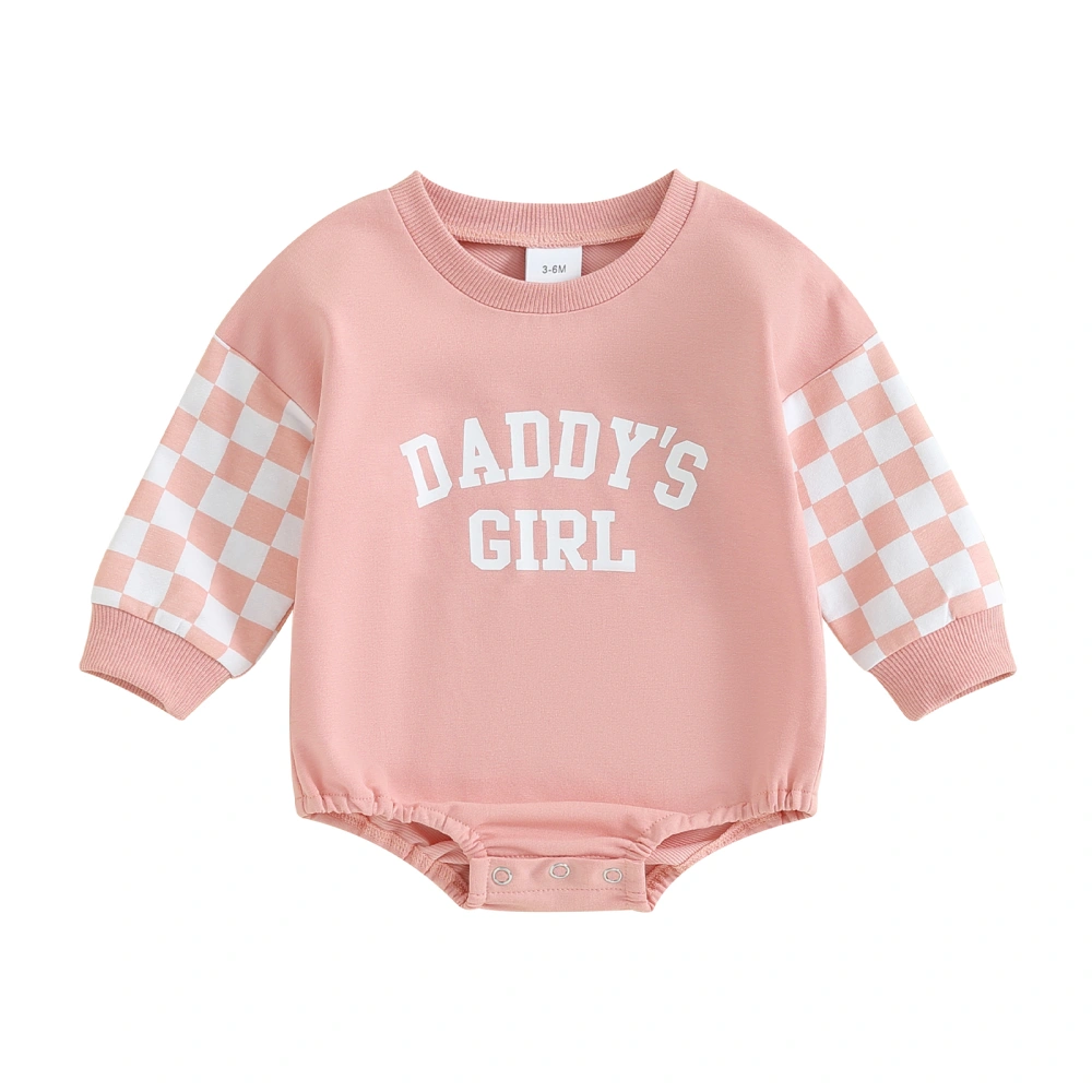 Baby Girls Jumpsuits Letter Printed Checkerboard Sweatshirt Romper 