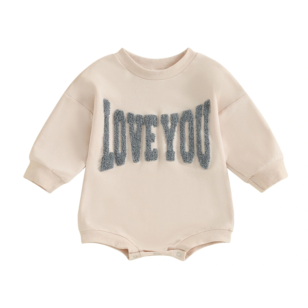 Toddler Baby Sweatshirt Romper Letter Embroidery Long Sleeve Jumpsuit