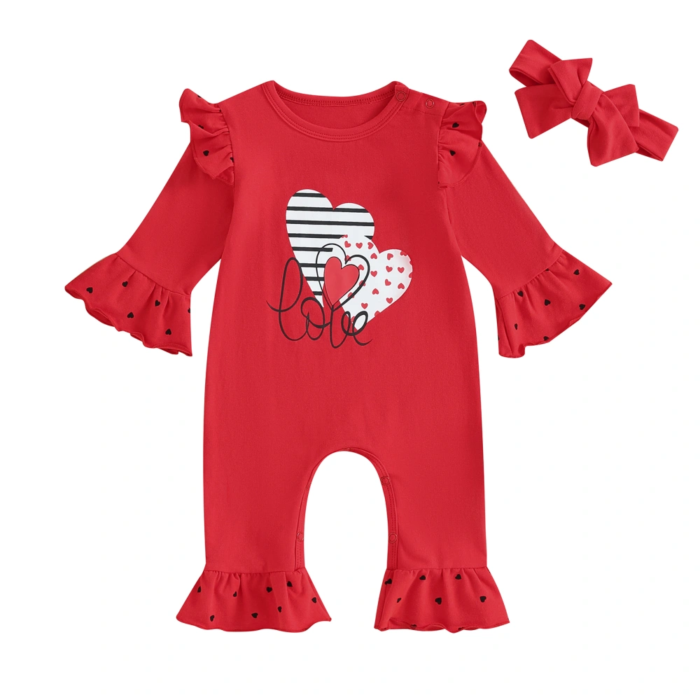 Baby Rompers Valentine's Day Clothes Toddler Bodysuits with Headband