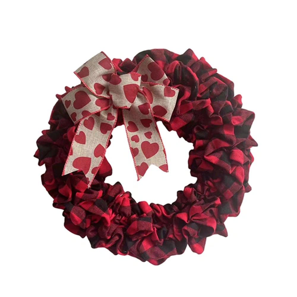 Valentine’s Day Wreath Artificial Linen Wreath with Heart Printed Bow