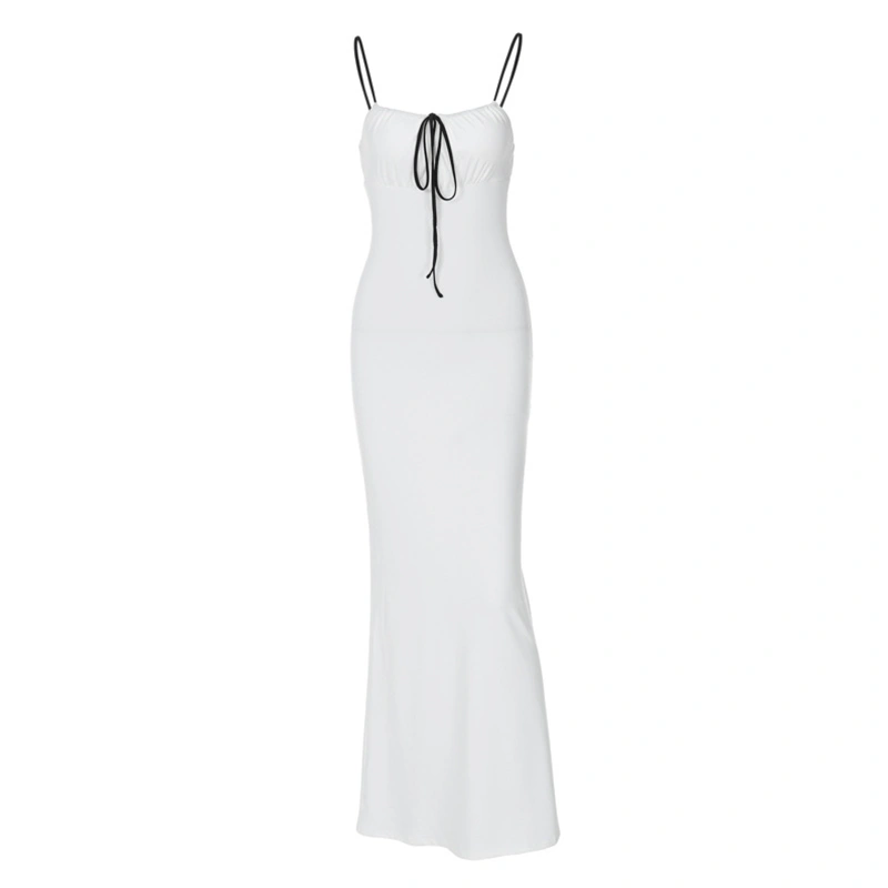 Women Slip Dress, Spaghetti Straps Backless Tie-up Summer Long Dress