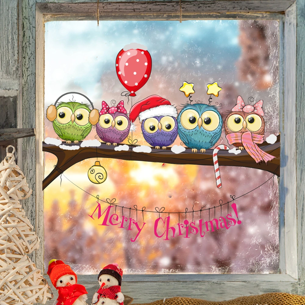 Christmas Outfit Owl Christmas Wall Stickers On The Branch