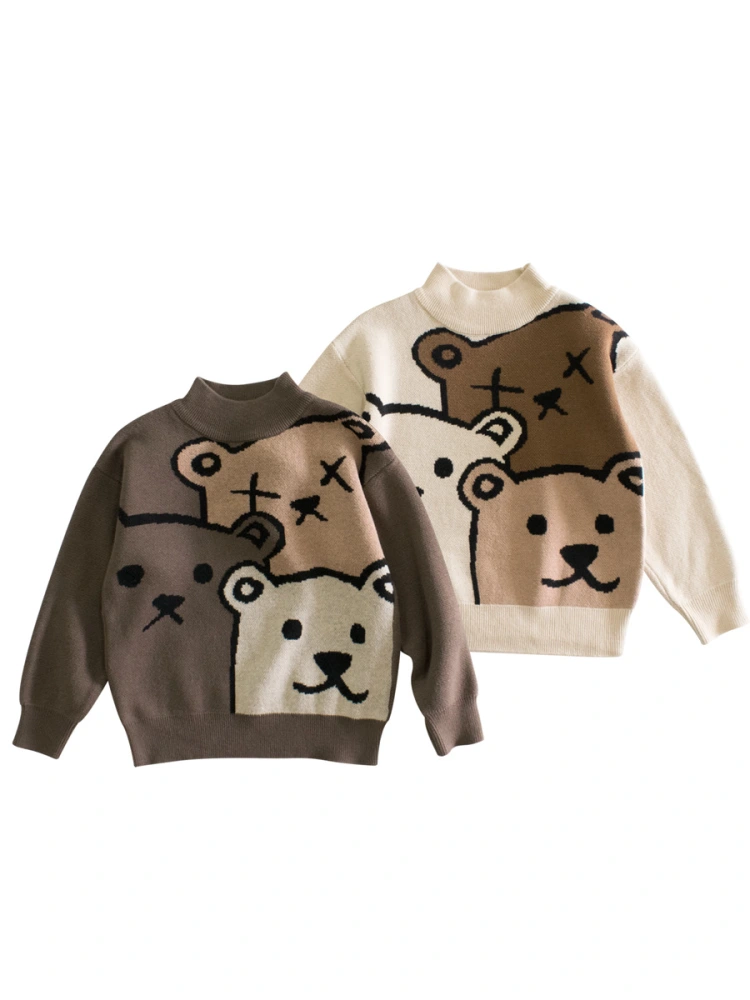 Boys' Bear Sweater Cartoon Top