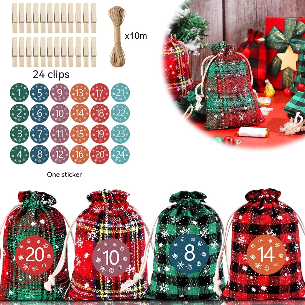 Christmas Snowflake Plaid Cloth Bag Kit