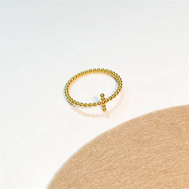 Small Beads Cross Ring 18K Gold Plated Ring Women Index Finger Ring