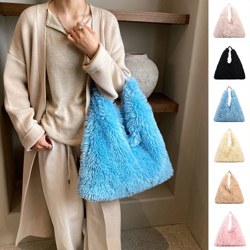 New Autumn And Ainter Plush Handbags Large-capacity Shoulder Armpit Bag Cute Fashion Luxury Designer Tote Bags For Women Trend