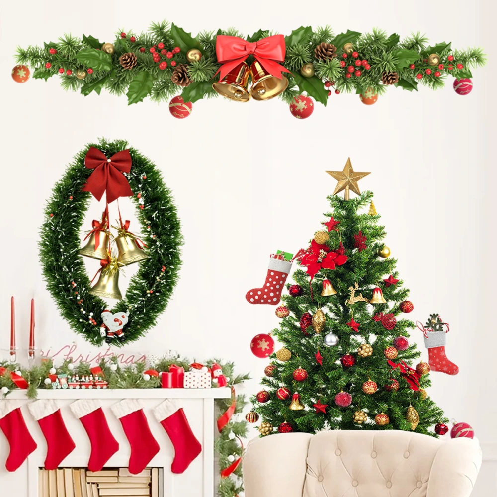 Christmas Tree Bell Garland Background Wall Vitrine Decoration Stickers