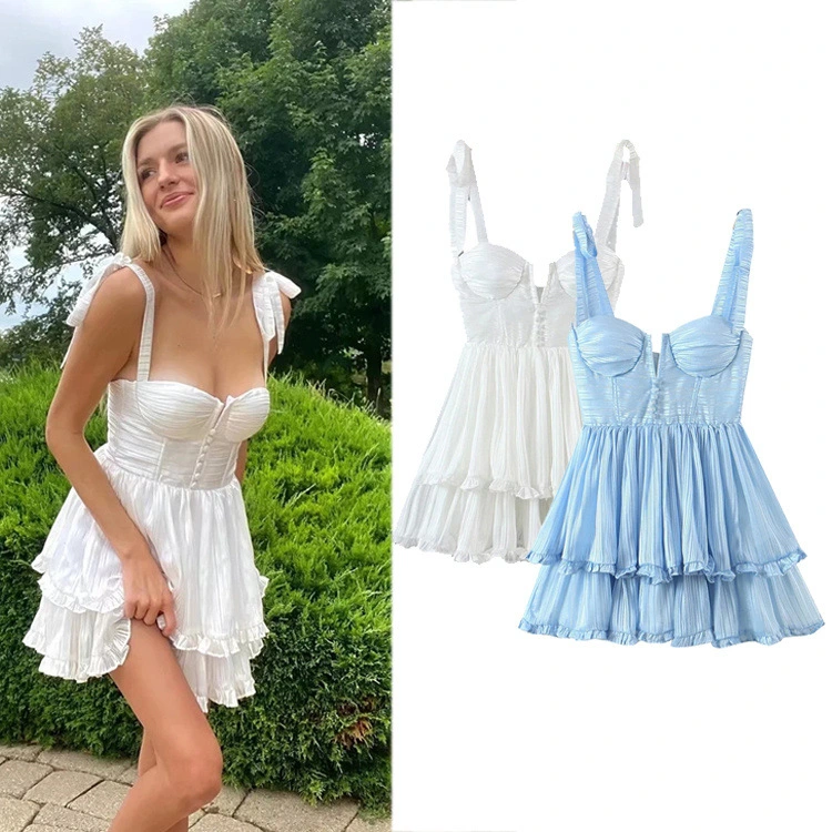 New Sexy Backless Chiffon Dress With Sweet Ruffles
