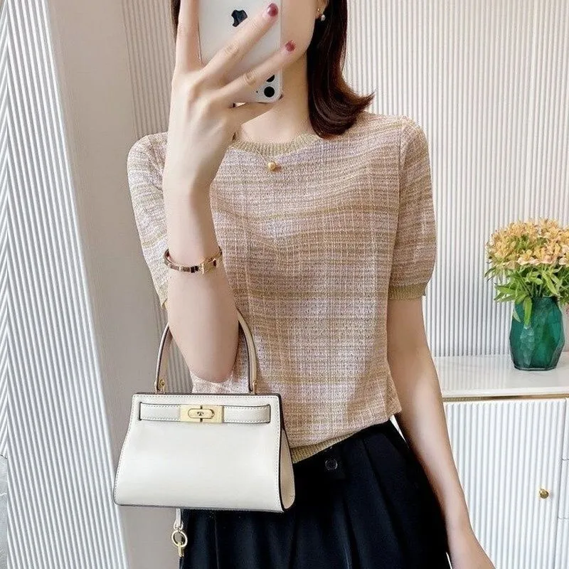 Women's Round Neck Ice Silk Knitwear