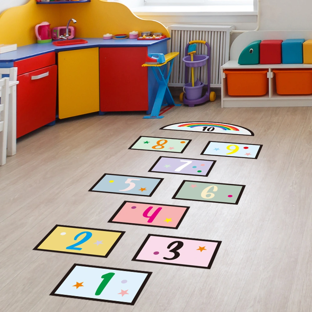 Digital Jumping Plaid Children's Decorative Floor Stickers