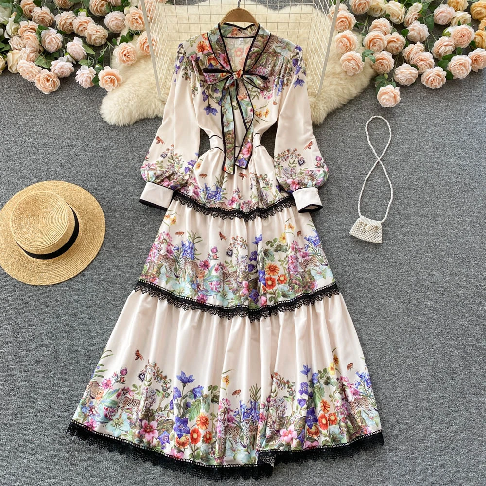 Royal Court Style Floral High-end Sense Dress