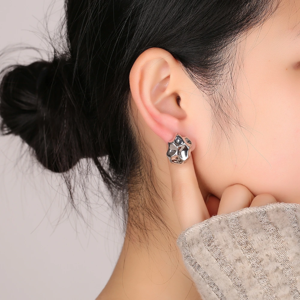 Silver Pin Simple Retro Irregular Stud Earrings