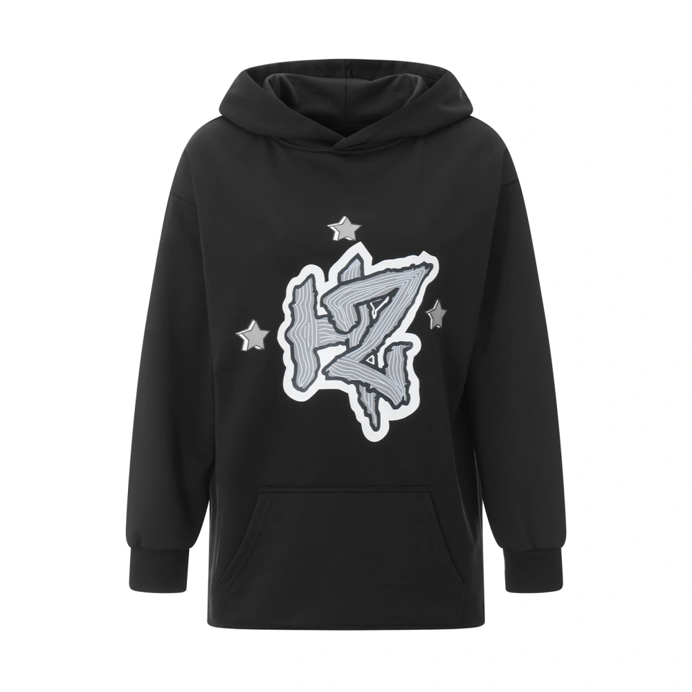 Women’s Oversized Hoodies Long Sleeve Letter Star Print Sweatshirts