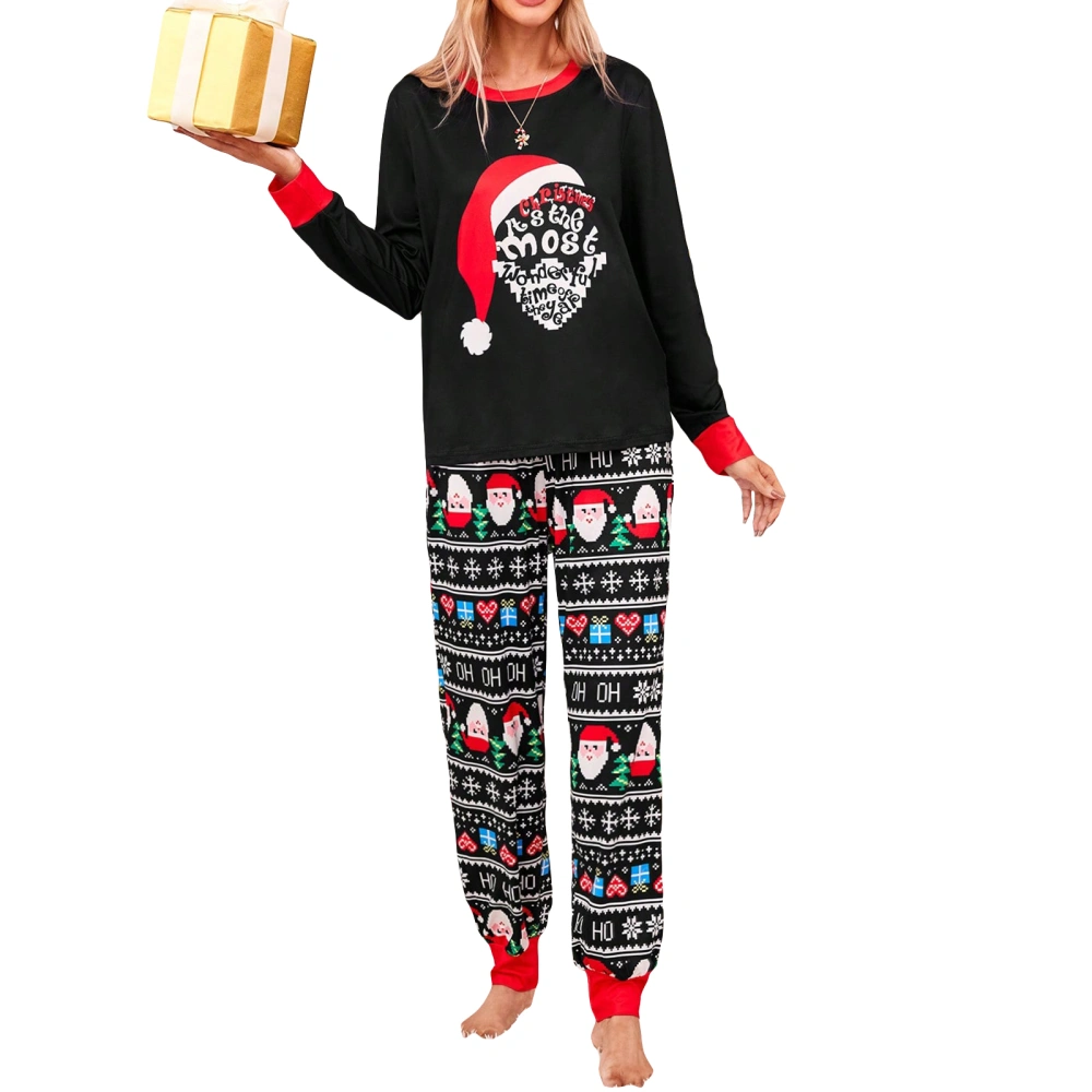 Women 2 Piece Pajama Set Christmas Print Long Sleeves Shirt and Pants 