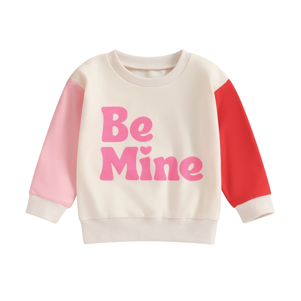 Toddler Girl Sweatshirts Contrast Color Long Sleeve Print Pullovers