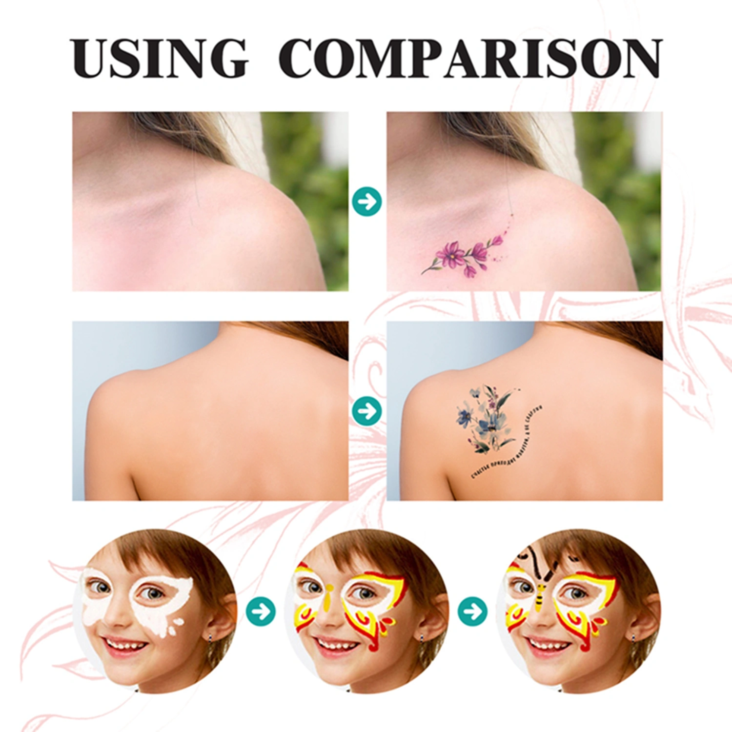 Temporary Tattoo Markers for Skin, Body Marker Pen and Tattoo Stencils