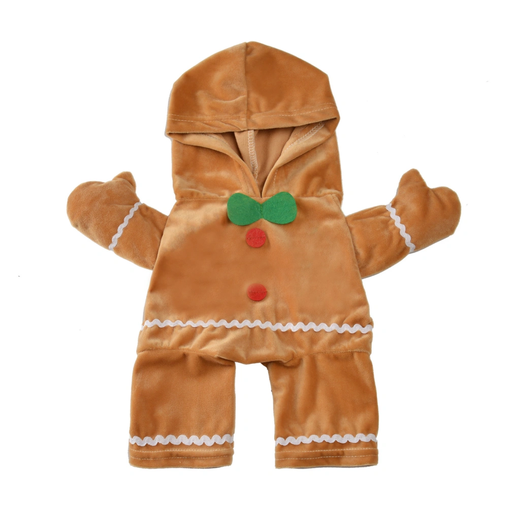 Dog Gingerbread Costume Pet Cute Hooded Jumpsuit Christmas Clothes