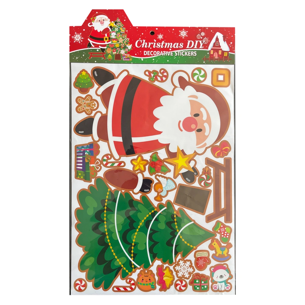 Christmas Window Stickers Christmas Tree Santa Claus Print Wall Decor 