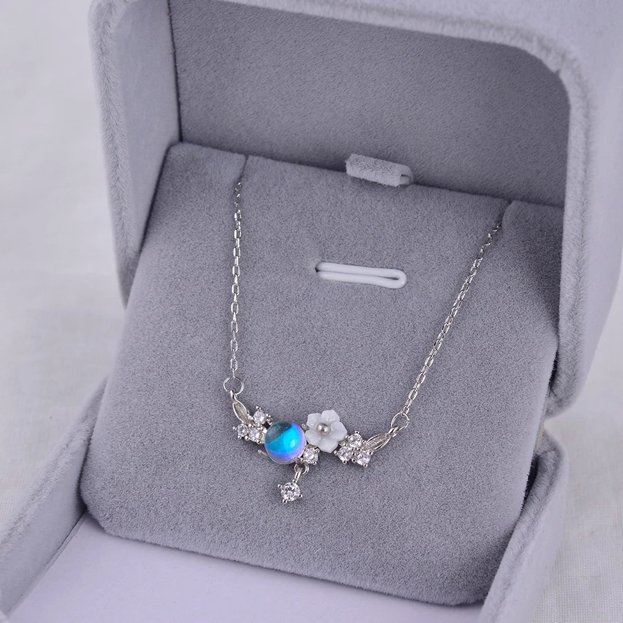 Flower Necklace Sterling Silver Clavicle Pendant For Women