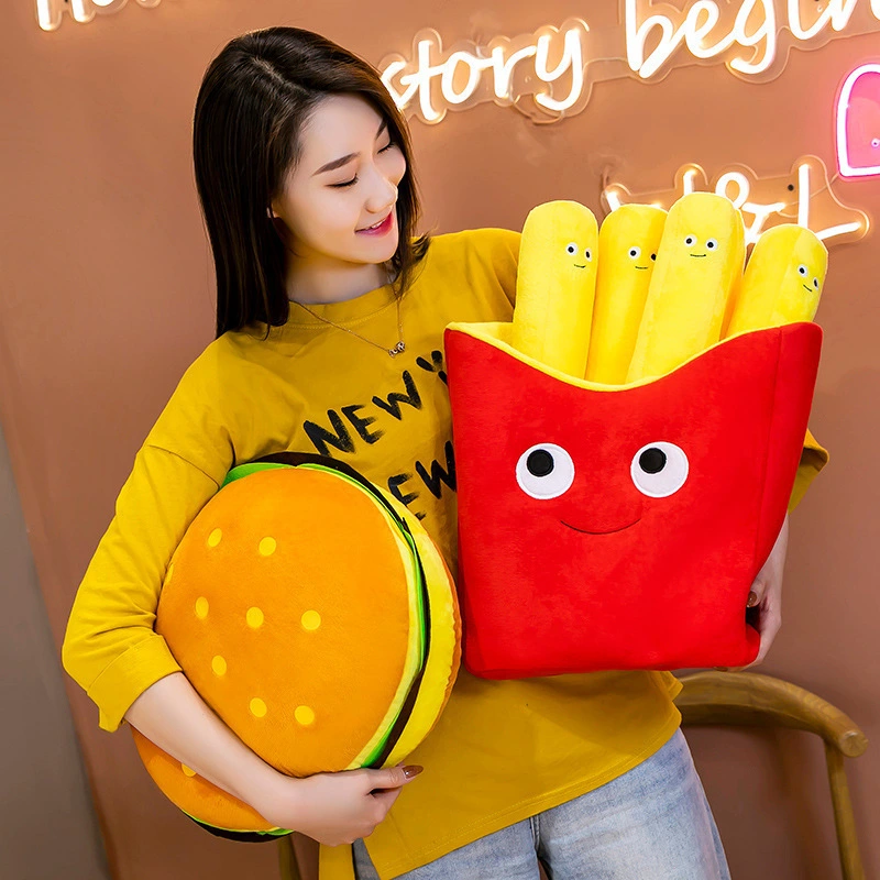 Creative Hamburger Fries Plush Toy Pizza Snack Pillow