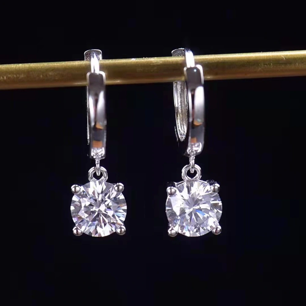 D Color Moissanite Female 925 Silver Plated Trendy Earrings