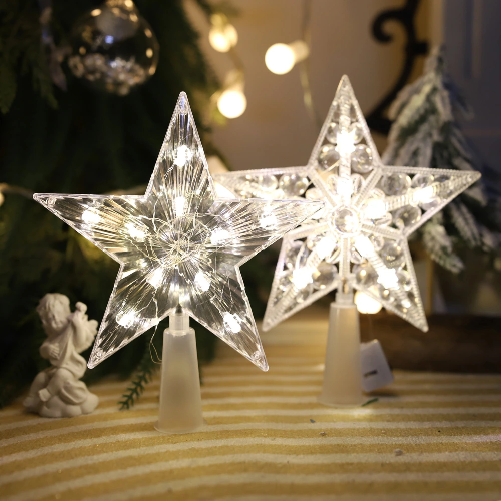 Christmas With Light Tree-top Star Transparent Luminous Five-pointed Star