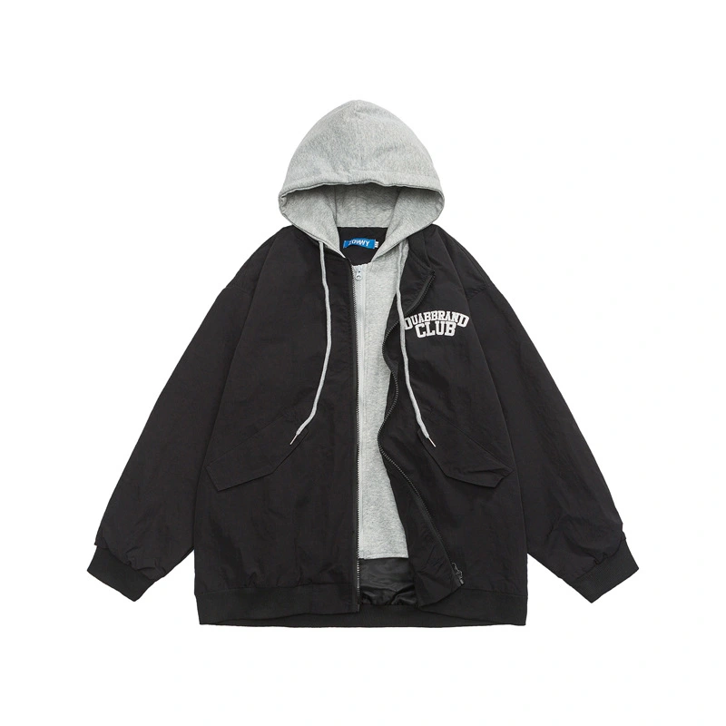 Japanese Retro Simple Letter Jacket Men's And Women's Same Loose Hooded Jacket