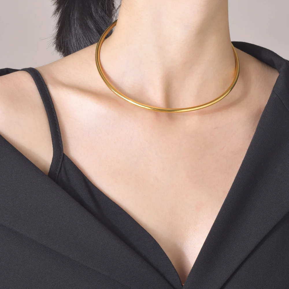 Titanium Steel Gold Collar Electroplated 18K Gold Simple Necklace Women's Jewelry