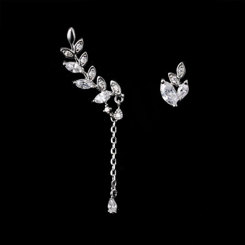 Fashion Spring Equinox Ten Li Zircon Stud Female Simple Graceful Leaf Earrings