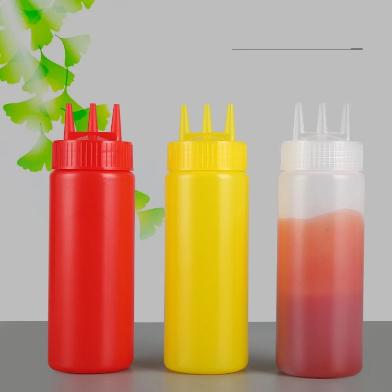 Plastic Sauce Squeezer Three Holes Jam Squeeze Bottle Sauce Bottle