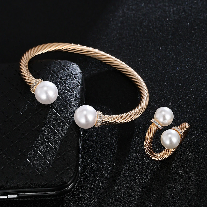 Fashion Simple Opening Adjustable Size Ladies' Bracelet Ring Two-piece Set