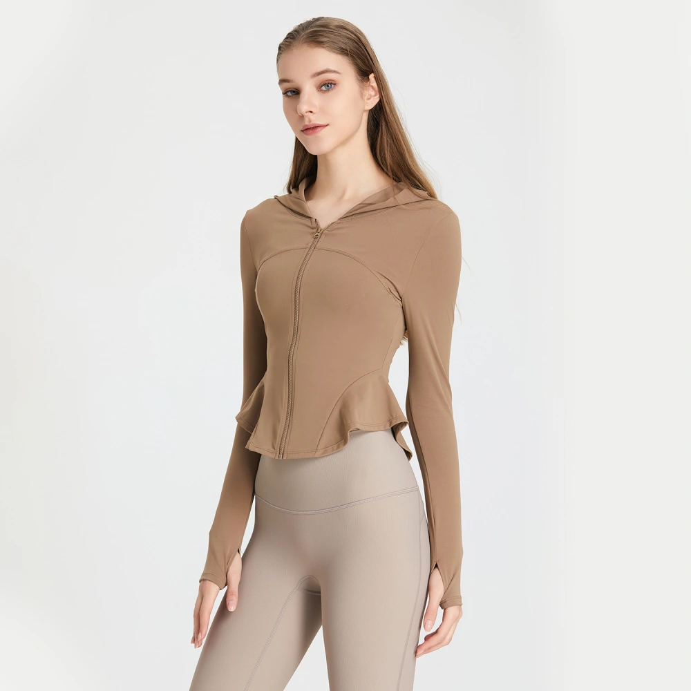 Nude Feel Zipper Hooded Sweatshirt Yoga Clothes Long Sleeve Jacket Slim
