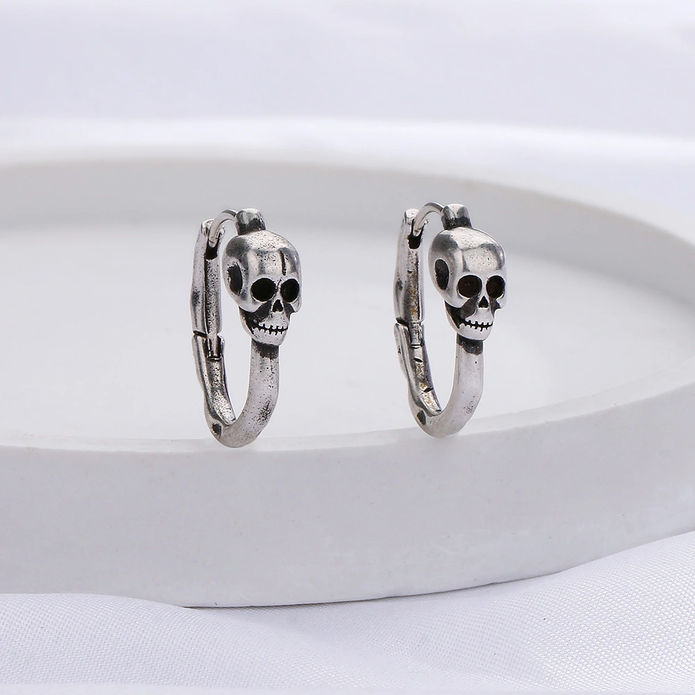 Gothic Punk & Rock Skull Earrings Cool Handsome Street Hip-hop Retro Ear Clip Personality Men And Women