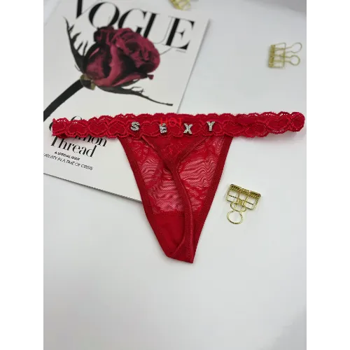 Embroidered Love Thong