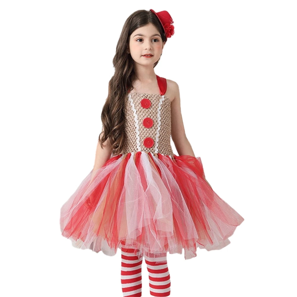 Christmas Gingerbread Costume for Girls Deluxe Tutu Dress with Hat