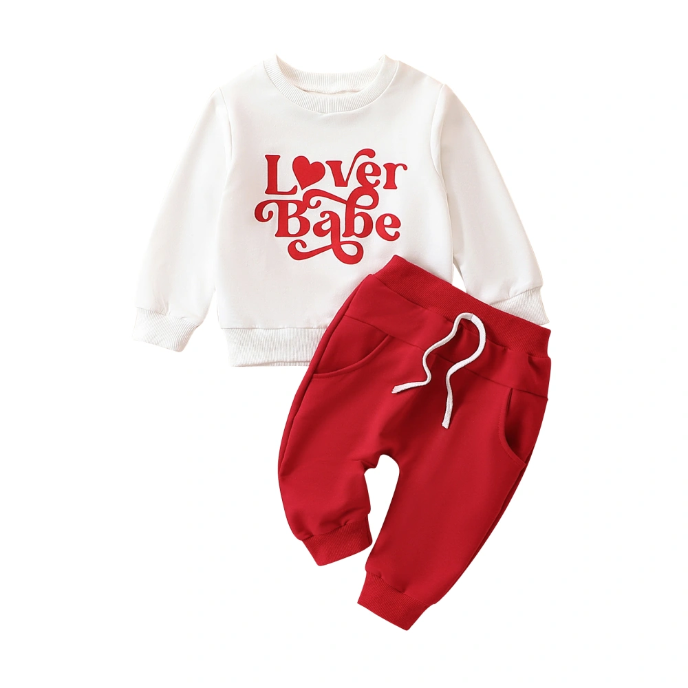 Baby Girl 2Pcs Valentine’s Day Outfits Letter Print Sweatshirt + Pants