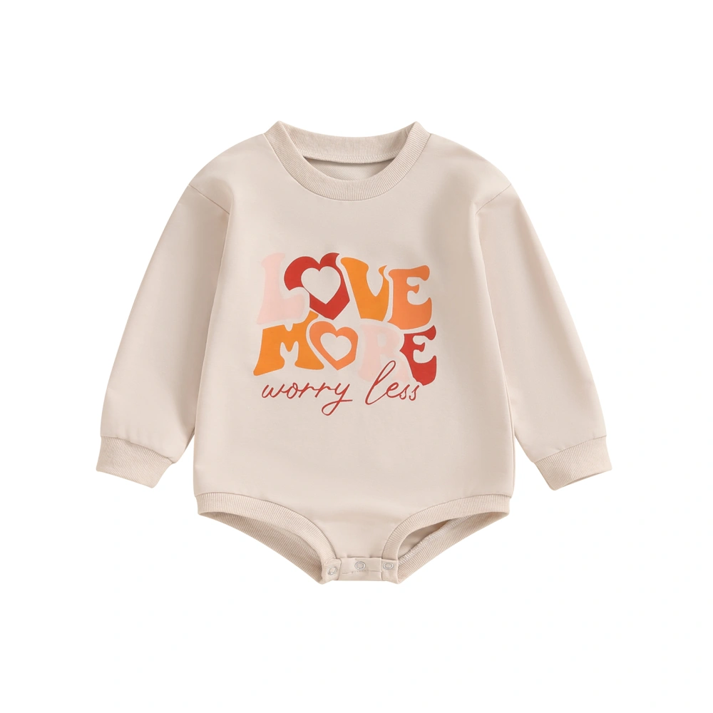 Baby Valentine’s Day Romper Long Sleeve Letter Heart Pattern Bodysuit