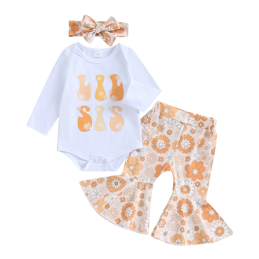 Big Sister Little Sister Romper/Sweatshirt Flare Pants Headband 