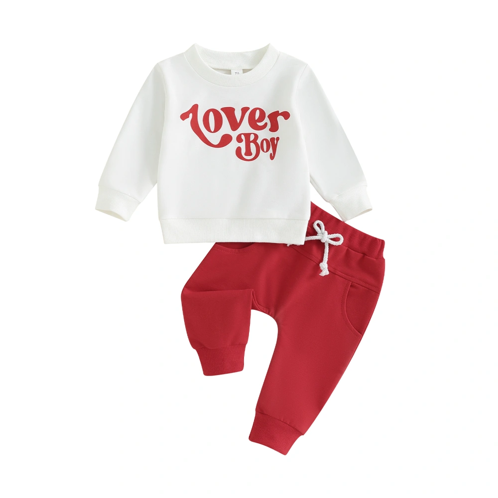 Baby 2Pcs Valentine’s Day Outfits Long Sleeve Sweatshirt+Pocket Pants