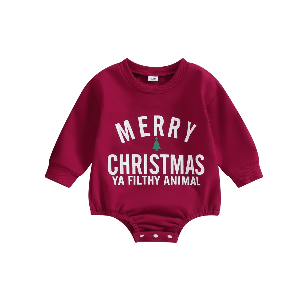 Toddler Baby Sweatshirt Romper Christmas Letter Print Jumpsuit 