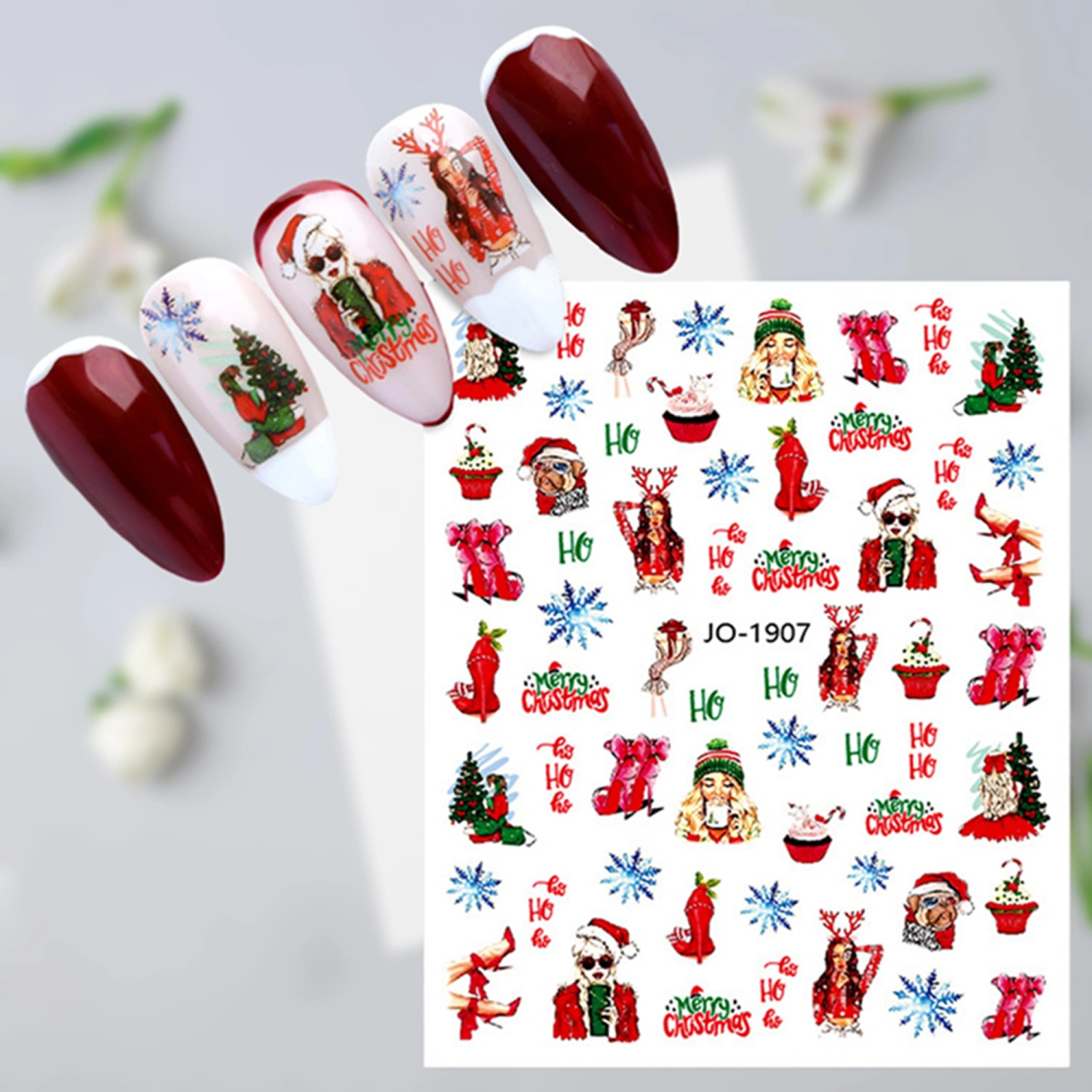 Christmas Nail Stickers Self-adhesive c Pattern Winter Nail Design