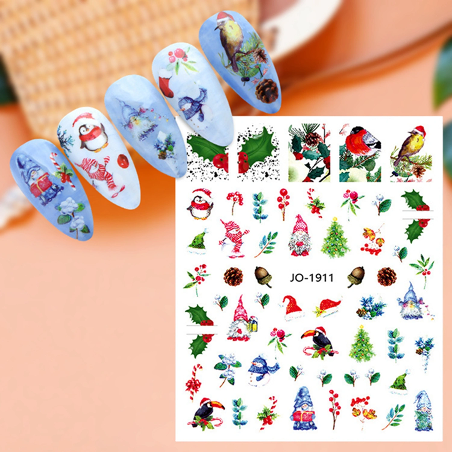 Christmas Nail Stickers Self-adhesive c Pattern Winter Nail Design