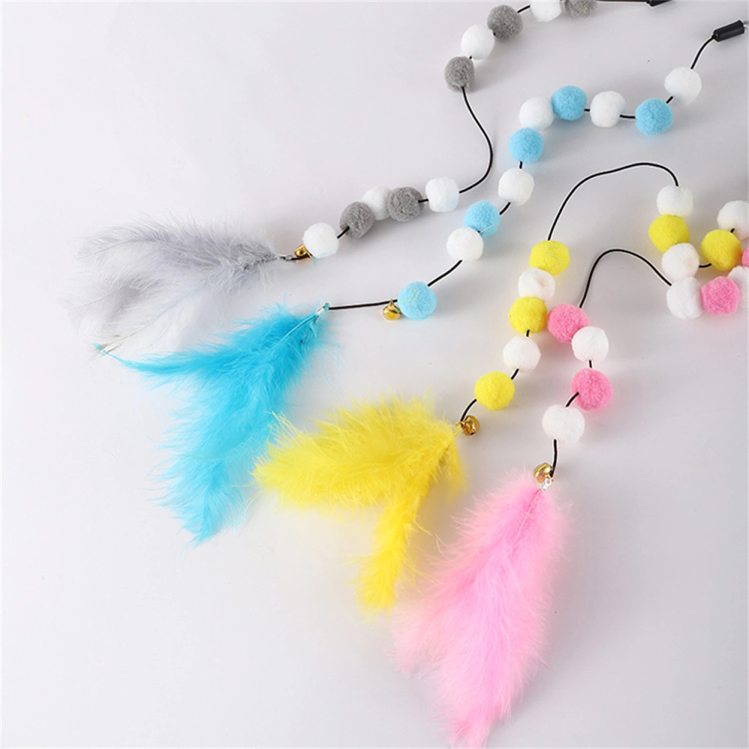 Cat Teaser Toy, Plush Balls Anti-boring Feather Wand Interactive Toy