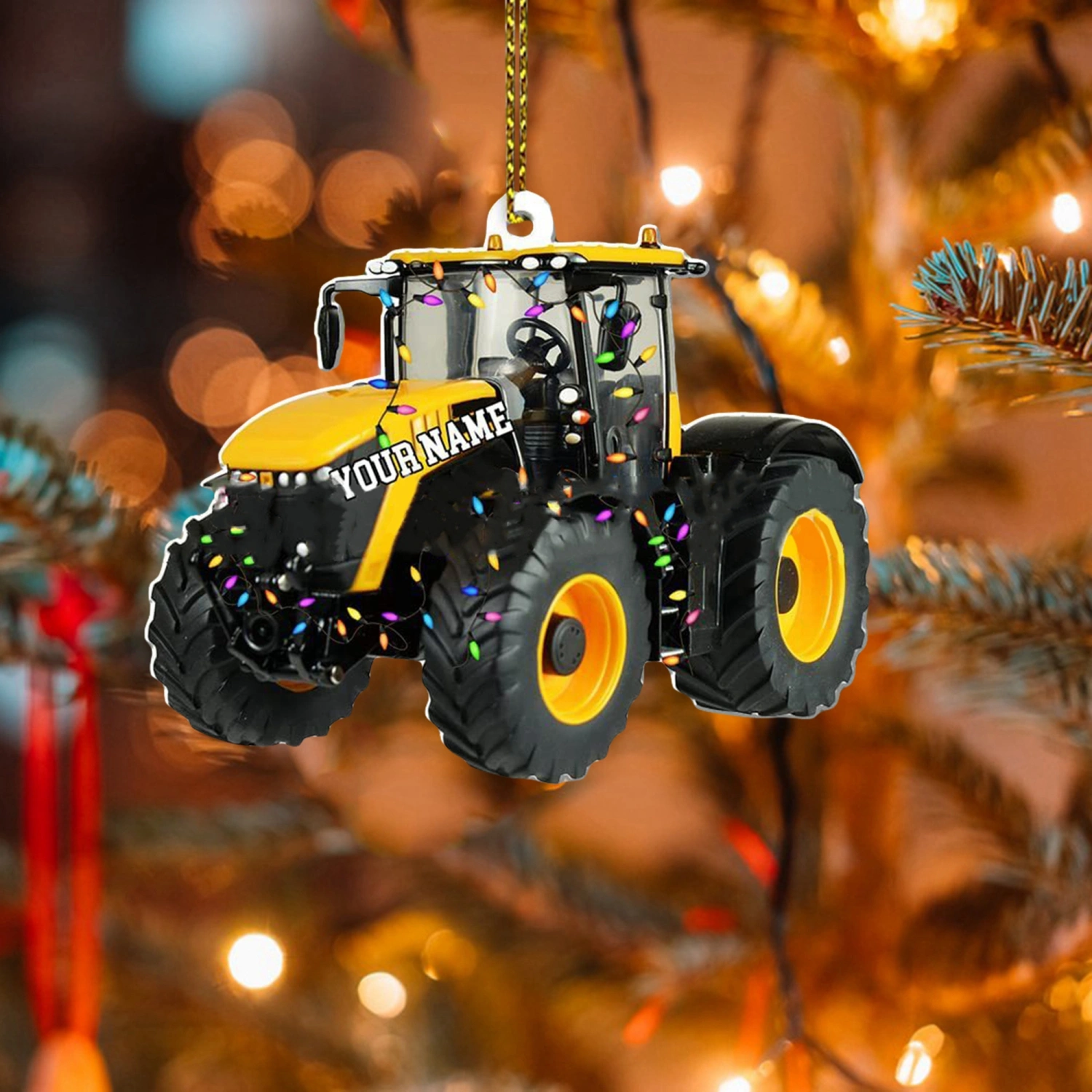 Christmas Tree Decoration Tractor Pendant Home Holiday Acrylic Pendant