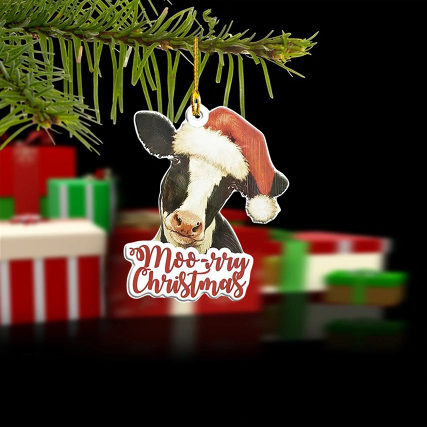 Christmas Tree Ornament, Acrylic Animal Hanging Decor Holiday Gift